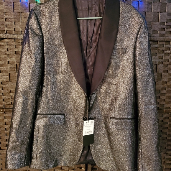 Zara Man Silver Metallic Men's Blazer Jacket - Picture 2 of 9